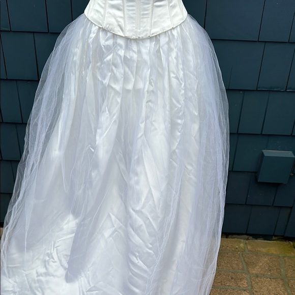 Vintage Jessica McClintock White Wedding Dress 3/4 corset top tulle Gunne Sax - Picture 4 of 11